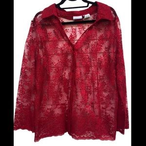 Vintage Lace button down top 18 W 20W 1X